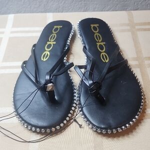 🆕️Bebe Black Sandals with Rhinestone Trim